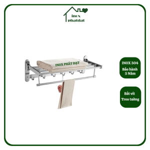 Máng khăn tầng đa năng Inox 304 PHÁT ĐẠT không rỉ sét thanh treo khăn giá móc khăn mặt nhà tắm vắt khăn inox (SP026A)