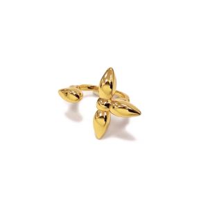 หลุยสีแฉกคลาสสิกปรับขนาดแหวนงานชุบสวย แบบแหวนลายดอกไม้หลุยสี