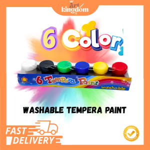 Art Kingdom Tempera Paint – 6 Washable Colors for Kids | Non-Toxic School Art Supplies