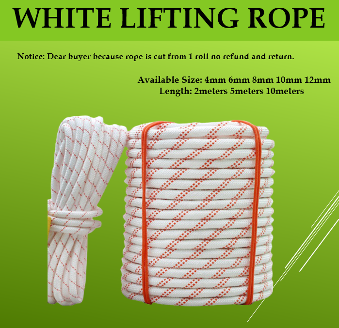 5m -10m 6mm White Lifting Rope Safety Rope, Braided Rope, Polypropylene ...