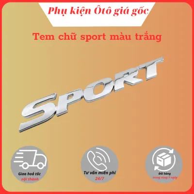 Tem chữ sport kim loại dán xe ô tô