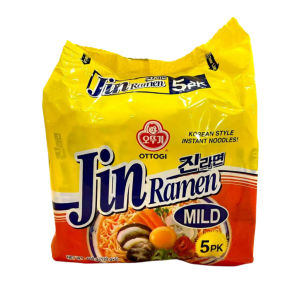 Ottogi Jin Ramen Noodle - Mild or Spicy - 600g (120gx5) - 5pcs/pck-Korean Instant Noodles