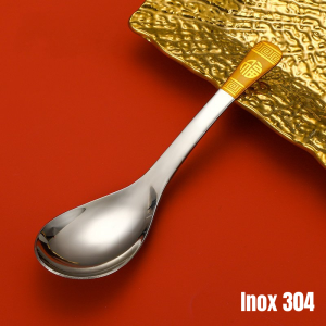 Thìa (Muỗng) Ăn Cơm Tay Cầm Chữ Phúc - Inox 304 Cao Cấp - Hàng Đúng Chuẩn Inox 304