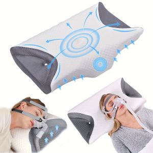 【Original 】CPAP Pillow for Side Sleepers - Ergonomic Cervical Pillow with Air Leak Reduction & Mask Pressure Relief Medium Firmness Gray Hand Wash Only All-Season Use for CPAP Users Neck Relief & Sleep Apnea Sleep Apnea Pillow Comfortable Sleeping