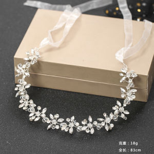 Băng đô cài tóc cô dâu đính đá pha lê thủ công màu bạc phong cách Âu Mỹ phụ kiện tóc cho lễ phục dạ hội tiệc cưới mùa cưới.