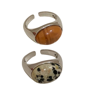 Fashionable Open Designs Rings Craft with Natural Stone Sturdy Alloy Materials for Retro Charm Stylish Outfits