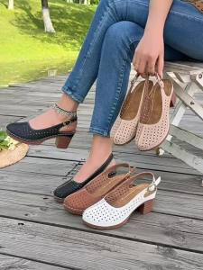 [Free Shipping] Plus Size High Heel Sandals 2026 Summer New Vintage Peep-Toe Small Size Womens Slide Sandals