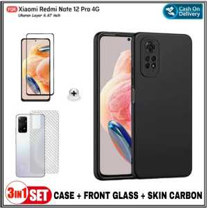 Paket 3in1 Full Case Redmi Note 12 Pro 4G 9 9 Pro 10 Pro 10 10S Casing + Tempered Glass + Garskin