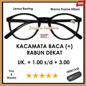 Kacamata Full Plus Frame Hitam Anti Silau Model Terkini Engsel Per Ukuran (+)1.00 - (+) 3.00 UNTUK PRIA WANITA DEWASA - GRATIS KOTAK KACAMATA