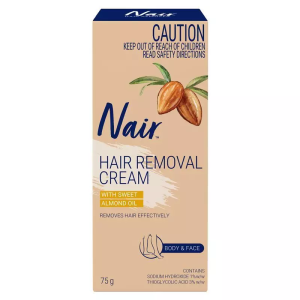 Nair Sensitive Smooth Skin Hair Removal Cream for Body & Face 75g with Moisturizing Almond Oil