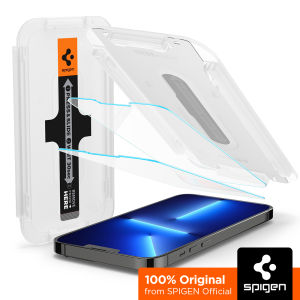 SPIGEN 2PACK Screen Protector for iPhone 14 Series / 13 Pro Max [Glas.tR EZ Fit] Auto-Installation Kit for flawless application / iPhone 14 Screen Protector / iPhone 14 Glass / iPhone 13 Pro Max Screen Protector / iPhone 13 Pro Max Glass