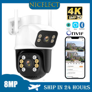 NICELECT 8MP 4K WIFI IP Camera Outdoor Dual Lens PTZ Surveillance Camera 4MP HD Wireless Security Protection CCTV Camera P2P iCSee App