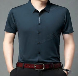 Summer Thin Breathable Short Sleeved Shirt Mens Premium Ice Silk Short Sleeve Shirt Loose And Casual Skin-Friendly Shirt