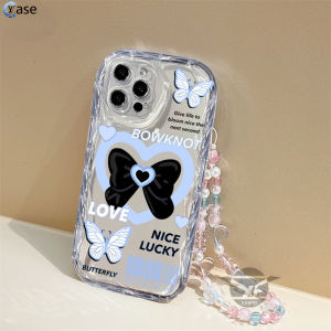 LvCase Casing hp Oppo A60 A78 A79 A78 A58 4G A18 A58 4G A17 A17k A16 A16s A54s A5s A12 A9 A3S A54 A1K A7 A77s A16K A16E A57 2022 A15 A15s A52 A92 A31 A53 Reno 8T 5F Lanyard Blue and White Flowers and Lucky Love Bow Motif Pearly Bracelet SoftCase