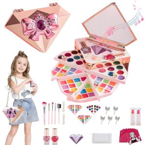 Kids Makeup Kit for GirlWashable Non Toxic Kid Make Up Toys with Travel BagKids Toy for Toddlers Children PrincessLittle Girls Play Makeup SetChristmas Birthday Gift for 4 5 6 7 8 9 10 Year Old
