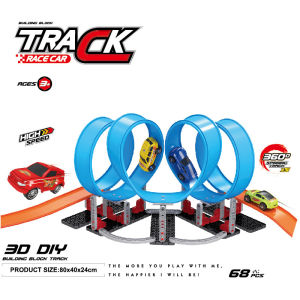 Hot Wheels Track Catapult Railcar Set Children Racing Car Toy Double Track with Spring Push Hotwheels Kids DIY Assembled Rail Kits Toys for Boys Gifts 68/52/18pcs