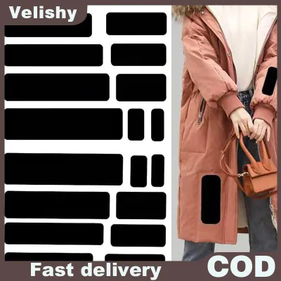 Velishy 1 Bộ miếng dán không ủi miếng vá xuống áo khoác miếng vá tự dính màu đen thông dụng sửa chữa có thể giặt được Vải May Vá tự làm