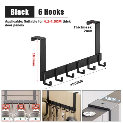 Behind The Door Rack With Hooks Back Door Hanger Over The Door Rack Over The Door Hooks No Punch Anti-rust Storage Hooks 6 Hooks Clothes Coat Hat Towel Hanger