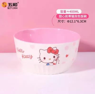Authentic Licensed Hello Kitty Melamine Dinnerware Set | Kids Plate Bowl Cup Spoon Set | Cute Baby Feeding Tableware