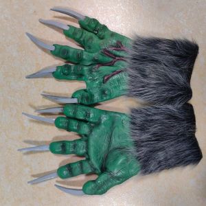 LANDIS Latex Halloween Gloves Creepy Realistic Beast Claws Costume Accessories Flexible Cosplay Mittens Adults