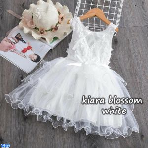 Jfrend - Baju Pesta Anak Perempuan 3-5 Tahun Dress Pesta Brukat Tile Susun Bunga Tempel / Dress Tutu Anak Mewah Terbaru 2022 Blossom Kids