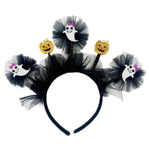 Halloween Tulle Pumpkin Headband Unique Hairpieces Headwear Mesh Hair Accessory for Costume Parties and Daily Wear