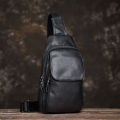 Men Casual Chest Bag Genuine Cow Leather Fashion Crossbody Black Trend Breast Messenger 7.9 Inch Ipad High Quality sling bag. 