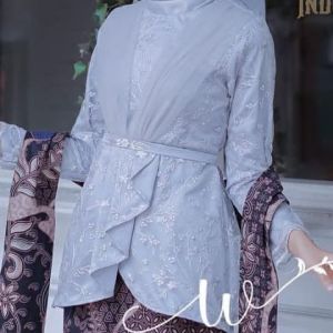 NEW ARRIVAL BATIK COUPLE SARIMBIT KONDANGAN KELUARGA BROKAT COUPLE KEBAYA BRUKAT KOMBINASI BATIK TERBARU AVEENA GREY