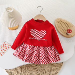 Bear Leader Baby Girls Sweater Clothing Sets Autumn Pliad Loved Letter Knitting Pullover And Short Skirt 2 Pieces 3 to 7 Years Kids Knitted New Winter Clothes Suits Outfits