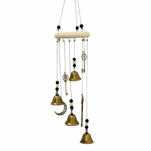 MAOMEI STORE Gỗ Chuông gió cổ điển bị hư hỏng Chuông Sao Quan Trọng Phong cách Wicca Pagan Đồ trang trí thủ công Bell Đồ trang trí treo tường cổ điển Bầu không khí đặc biệt Chuông gió phù thủy rừng gỗ Sân vườn nhà