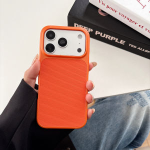 Luxury Cooling Metallic Paint Diamond Grid Pattern Texture Case for iPhone 17 16 15 14 13 Pro Max Shockproof Hard PC Matte Cover