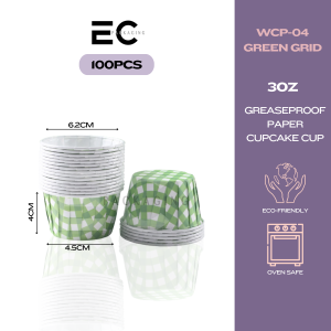 EC 100Pcs Grid Grease Proof Paper Cupcake Cup Liner Premium Quality Oven Safe Baking Supplies