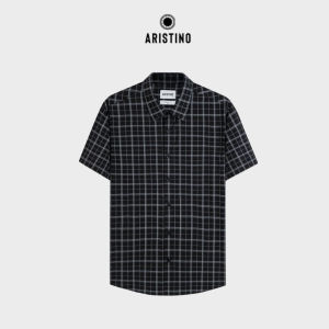 Áo Sơ Mi Nam Aristino Regular Fit Kẻ Xám Chất liệu Bamboo Polyester ASS616EDP01
