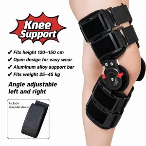 EUYRT Adjustable Knee Leg Brace Protector Breathable Knee-Joint Support Hinged Leg Support Ligament Care with Shoulder Strips Knee Support Injury Recovery
