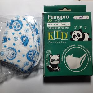 Khẩu trang y tế em bé NAM ANH FAMAPRO 5D dành cho trẻ từ 1 đến 6 tuổi thiết kế 3D siêu vừa vặn Không bí thở Hộp 10 cái