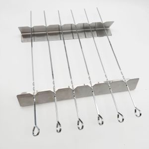 Skewer Holder Anti-slip Groove Stainless Steel Heavy Duty Long BBQ Tools Barbecue Grilling Shish Kabob Rack Outdoor Tools