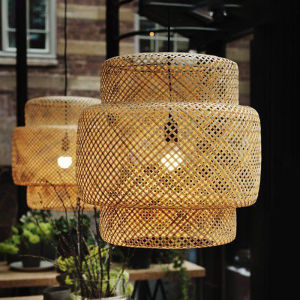 Hand Woven Bamboo Pendant Light Rattan Hand Woven Ceiling Light Natural Chandelier Round Woven Pendant Light For Kitchen Farmhouse Garden Decor