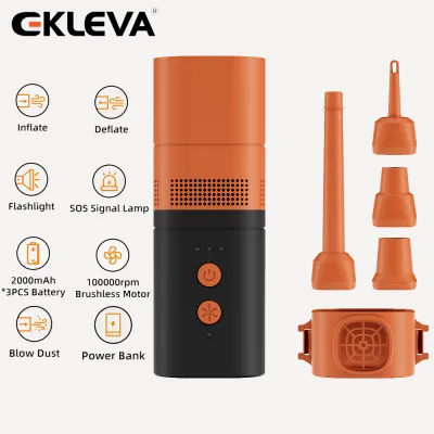 EKLEVA 6000mAh Wireless Wired Portable Car Air Compressor Electric Tire Inflator Pump for Car Motorcycle Balls SOS Distress Signa Light Bright Flash Light Fast Charging