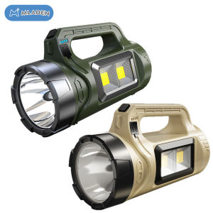 MLADEN Multifunctional Solar Powered Rechargeable LED Flashlight Dual Light Source Portable High Power Torch Outdoor Camping Lamp