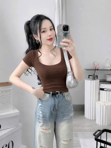 Áo cổ vuông tay ngắn KVYBODY A11 chất borip lụa dày mịn co giãn thích hợp mặc ở nhà đi chơi đi tiệc