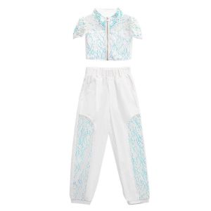 ชุดเต้นสาวแจ๊สชุดอินเทรนด์เด็กสตรีทแดนซ์ hiphop เสื้อผ้าแฟชั่นเด็กเท่และหล่อเสื้อผ้าผู้หญิง 7.23