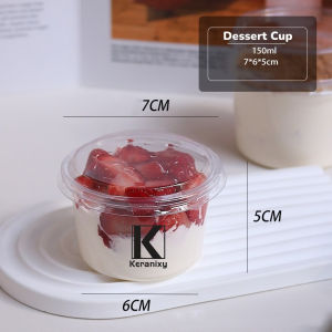 50Pcs Tiramisu Cup 50pcs Disposable Pudding Cup with Lid Transparent Plastic Cup Baking Dessert Cup