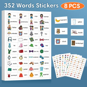 352 English Word Stickers Characters Stationery Fruits Animals Furniture Stickers Early Childhood Education English Learning