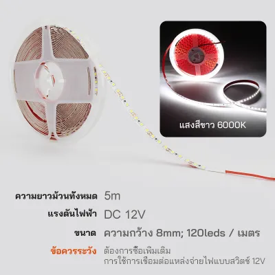 LED STRIP 2835 SMD 12V 5 เมตร 600 LED ความสว่างสูง SMD แถบไฟเปลือย