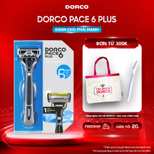 DORCO PACE 6 PLUS - Dao Cạo Râu Hàn Quốc 6 Lưỡi - Hộp Gồm 1 Cán và 1 Đầu Cạo