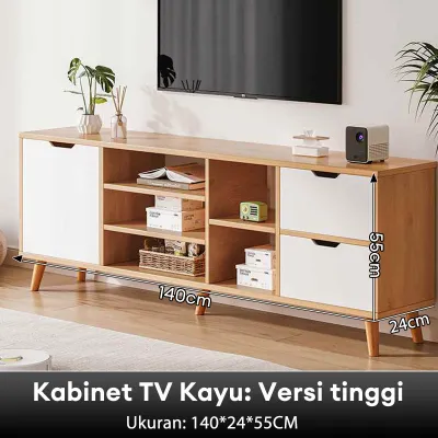 Meja TV kayu Rak Tv 140cm Nordic Lemari TV Putih Minimalis Terbaru Kabinet Tv Modern Murah 55 Inci