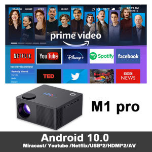 【🥇 Android 10.0 /10000Lume】M1pro 10000Lume Projector Mini Portable  250ANS 1080P 4K Ultra HD Android 10.0 dual  WiFi Wireless Mirroring Screen for Phone  Bluetooth Netflix YOUTUBE Home Theater Projector Support 3D USB HD Ilepo Smart Projecto