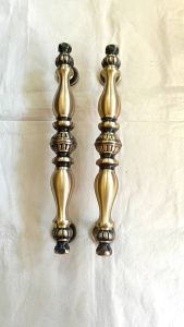 Gagang Pintu Rumah Kuningan Kunci Motif Bimo Antik 37 cm 4 Pcs