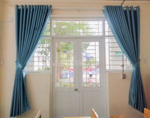 Rèm cửa sổ đẹp rèm ngăn phòng ngủ rèm cửa sang trọng màu xanh