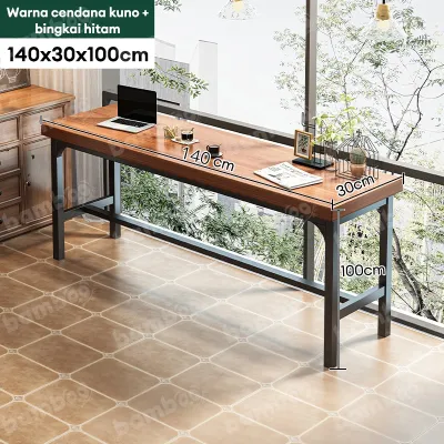 UKnow 100% kayu padat Meja Cafe 180CM Meja Tamu Besi Meja Makan Minimalis Meja Kopi Teras Meja Kerja Belajar Tinggi Meja Cafe